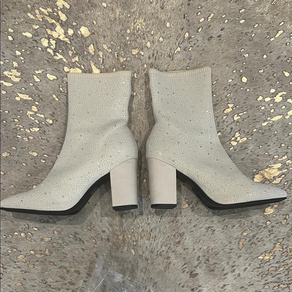 MIA White Rhinestone Heeled Boots - Picture 3 of 5
